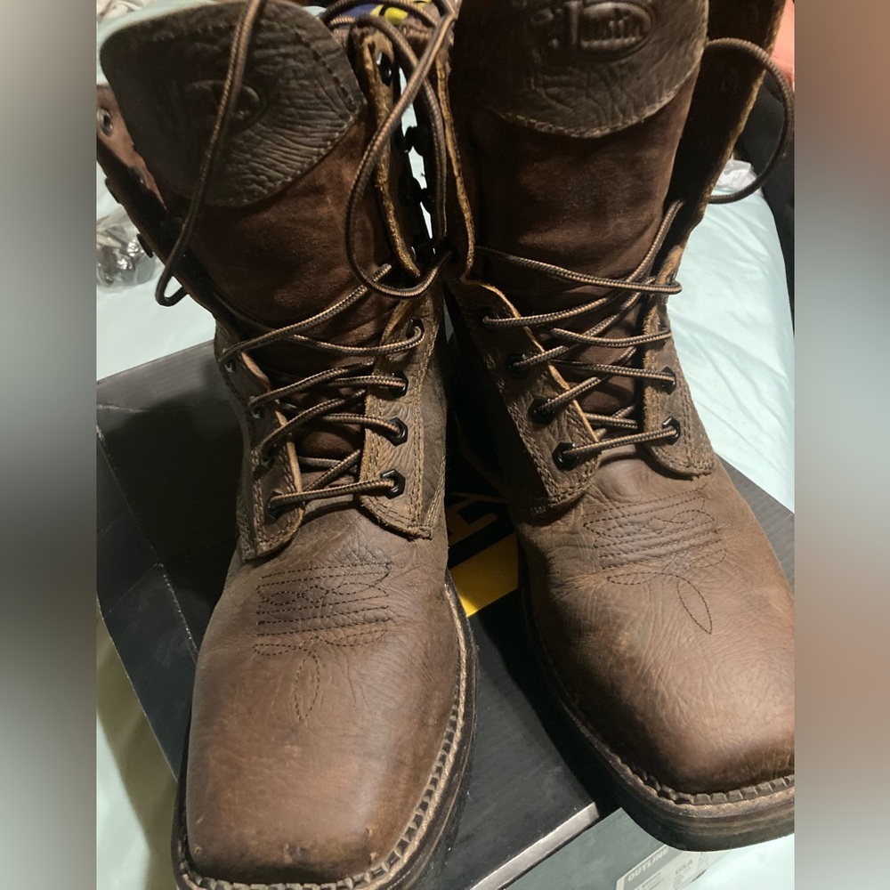 Justin leather work boots